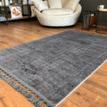 Raised Abstract Modern Area Rug – Charcoal in a living room