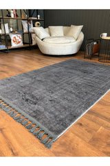 Raised Abstract Modern Area Rug – Charcoal in a living room