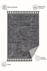 Raised Abstract Modern Area Rug – Charcoal – features