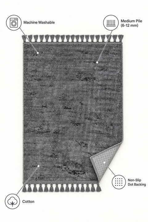 Raised Abstract Modern Area Rug – Charcoal – features