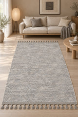 Raised Abstract Modern Area Rug – Gray in a living room