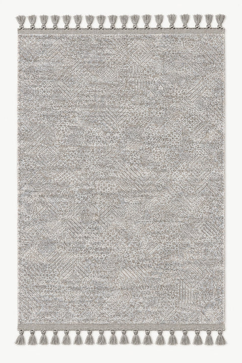 Raised Abstract Modern Area Rug – Gray