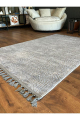 Raised Abstract Modern Area Rug – Gray in a living room