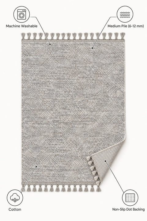 Raised Abstract Modern Area Rug – Gray – features