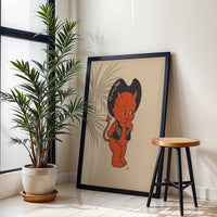 Raisin Hell Nostalgic Devil Print, Retro Funny Wall Print