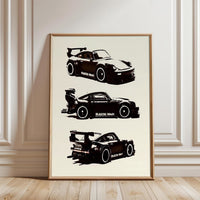 RAUH-Welt Porsche Retro Wall Print Décor Poster – Iconic Car Canvas Print