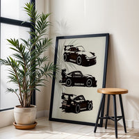 RAUH-Welt Porsche Retro Wall Print Décor Poster – Iconic Car Canvas Print