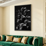 Raven Photography Modern Wall Art – Dramatic Black and White Bird Print