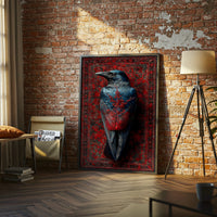 Raven with Red Floral Design Aesthetic Wall Décor Wall Poster