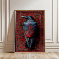 Raven with Red Floral Design Aesthetic Wall Décor Wall Poster