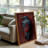 Raven with Red Floral Design Aesthetic Wall Décor Wall Poster
