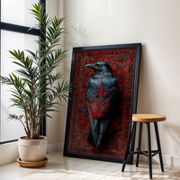 Raven with Red Floral Design Aesthetic Wall Décor Wall Poster