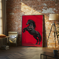 Rearing Black Horse Home Art Wall Poster – Elegant Equestrian Aesthetic Print for Home Decor