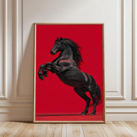 Rearing Black Horse Home Art Wall Poster – Elegant Equestrian Aesthetic Print for Home Decor