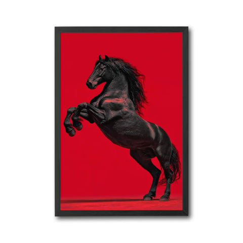 Rearing Black Horse Home Art Wall Poster – Elegant Equestrian Aesthetic Print for Home Decor