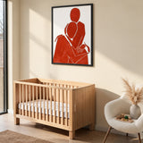 Red Abstract Figure Minimalist Line Art Wall Art – Seated Red Figure