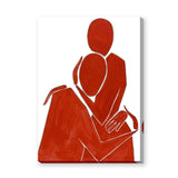 Red Abstract Figure Minimalist Line Art Wall Art – Seated Red Figure