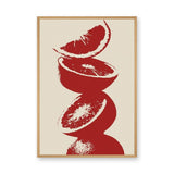 Red Citrus Still Life Modern Wall Art – Minimal Fruit Slice Print
