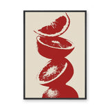 Red Citrus Still Life Modern Wall Art – Minimal Fruit Slice Print