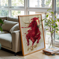 Red Horse Expressive Wall Print Poster – Aesthetic Minimal Horse Painting Print