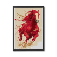 Red Horse Expressive Wall Print Poster – Aesthetic Minimal Horse Painting Print