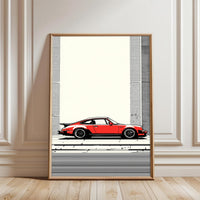 Red Porsche 911 Pop Art Wall Poster – Traditional Porsche Wall Décor, Luxury Automotive Decor