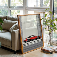 Red Porsche 911 Pop Art Wall Poster – Traditional Porsche Wall Décor, Luxury Automotive Decor