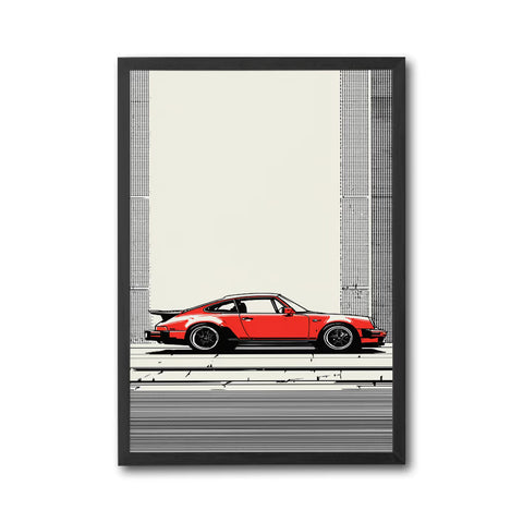 Red Porsche 911 Pop Art Wall Poster – Traditional Porsche Wall Décor, Luxury Automotive Decor