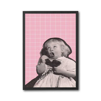 Retro Child on Phone Retro Wall Poster Wall Poster