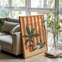 Retro Coffee Décor Print with Warm Stripes, Minimal Cafe Decor, Dining Room or Kitchen Wall Poster, Coffee Lover Gift