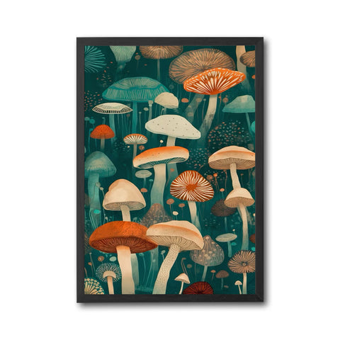 Retro Mushroom Illustration Wall Print – Heritage Fungi Wall Poster for Sleek Farmhouse Decor