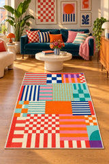 Retro Pattern Modern Area Rug in a living room