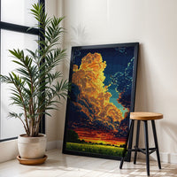 Retro Pixelated Sunset Landscape Décor Poster Wall Décor