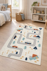 Retro Shag Kids Area Rug – Light Gray in a nursery