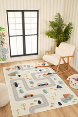 Retro Shag Kids Area Rug – Light Gray in a nursery
