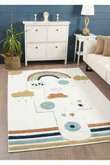 Retro Shag Kids Area Rug – Yellow in a living room