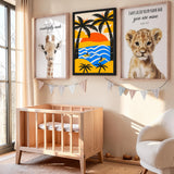 Retro Surf Sunset Pop-Art Wall Art – Tropical Waves and Palms
