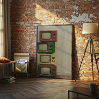 Retro Television Stack Home Art Retro TV Print