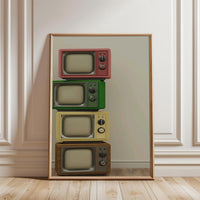 Retro Television Stack Home Art Retro TV Print