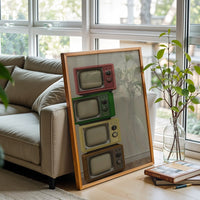 Retro Television Stack Home Art Retro TV Print