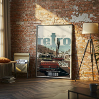 Retro Vibe Check Print – Cool Retro Car Scene Wall Poster