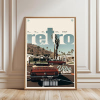 Retro Vibe Check Print – Cool Retro Car Scene Wall Poster