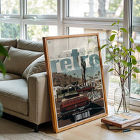 Retro Vibe Check Print – Cool Retro Car Scene Wall Poster