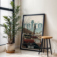 Retro Vibe Check Print – Cool Retro Car Scene Wall Poster