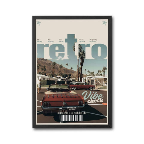 Retro Vibe Check Print – Cool Retro Car Scene Wall Poster