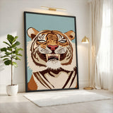 Roaring Tiger Modern Wall Art – Bold Animal Illustration on Pale Blue