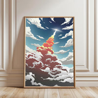 Rocket Launch Aesthetic Wall Poster – Minimal Space Exploration Wall Décor