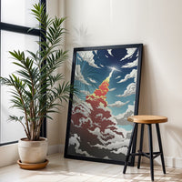 Rocket Launch Aesthetic Wall Poster – Minimal Space Exploration Wall Décor