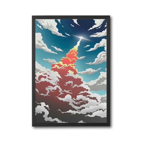 Rocket Launch Aesthetic Wall Poster – Minimal Space Exploration Wall Décor