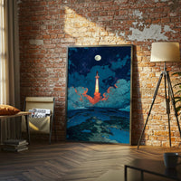 Rocket Launch Aesthetic Wall Print Poster – Sleek Space Exploration Print